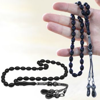 Özelleştirilebilir Oniks Taşı Tesbih – Siyah Parlak